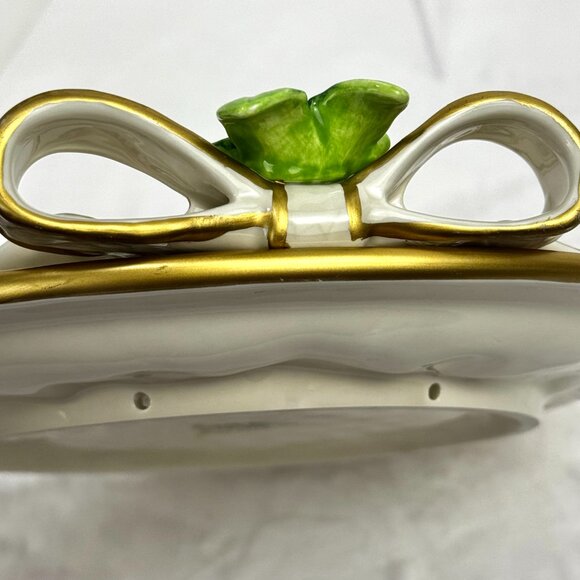 Fitz and Floyd Classics Christmas Raised Ribbon Wreath Canape Plate Red Vintage - Picture 10 of 15